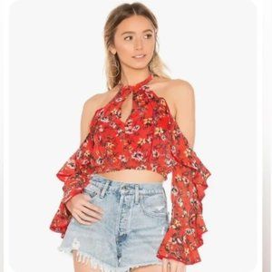 NWOT House Of Harlow 1960 X Revolve Harmony Floral Cold Shoulder Blouse